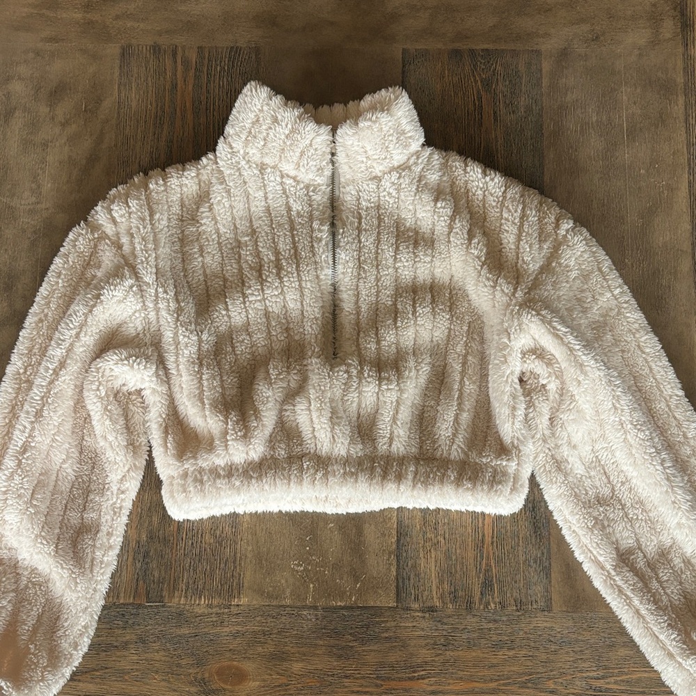 Cozy Cream Fuzzy Cropped Sweater